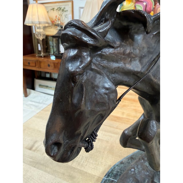 Fredeic Remington Roman Bronze Cheyenne Statue on Marble For Sale In San Francisco - Image 6 of 12