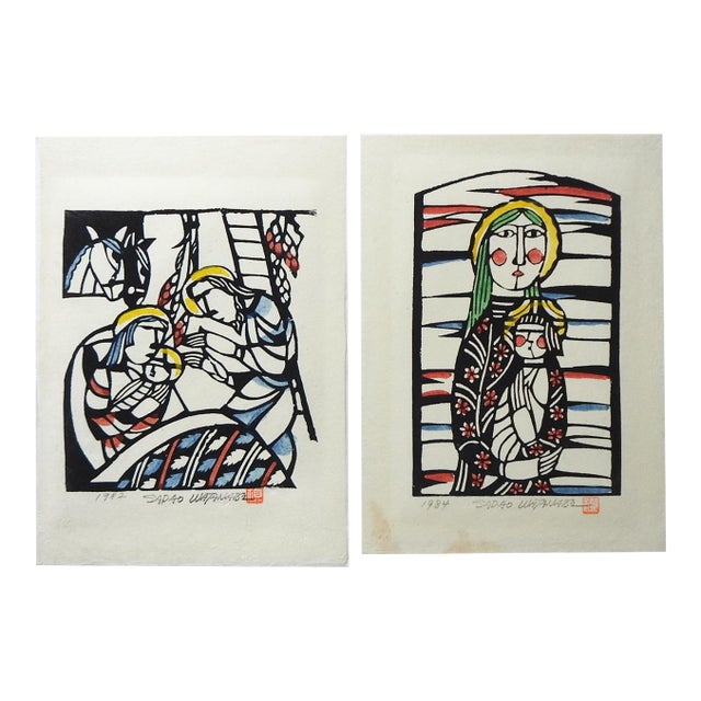 Late 20th Century After Sadao Watanabe Madonna and Nativity Prints - A Pair For Sale