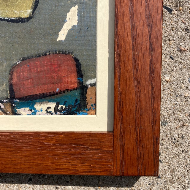 Abstract Contemporary Original Stephen Heigh Abstract Painting “The Beginning” Vintage Wood Frame For Sale - Image 3 of 5