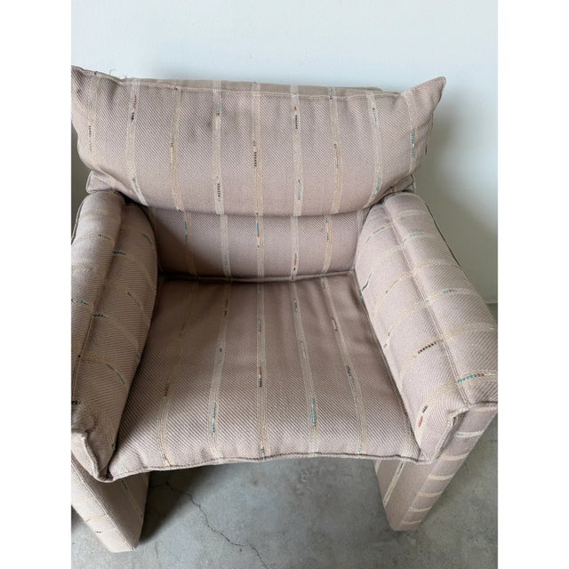 1980s Italian Postmodern Fully Upholstered Lounge Chairs on Casters – A Pair For Sale - Image 11 of 15