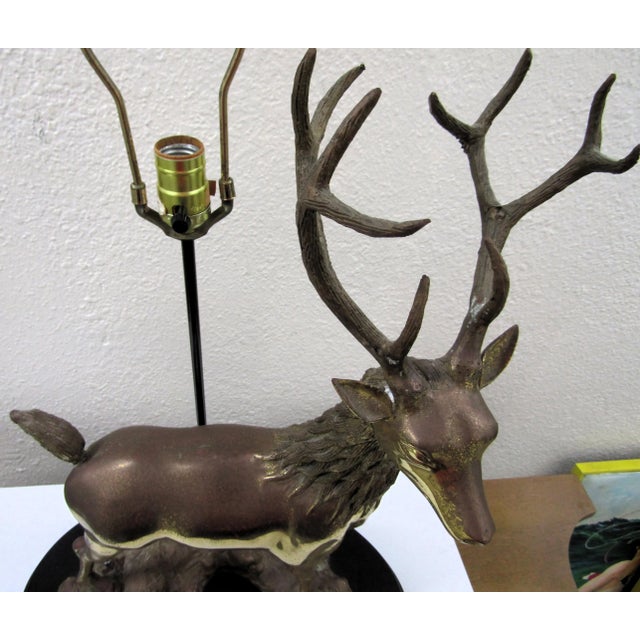 Vintage LaBarge Mirror Company Solid Brass Stag Deer Sculptural Table Lamp For Sale - Image 9 of 12