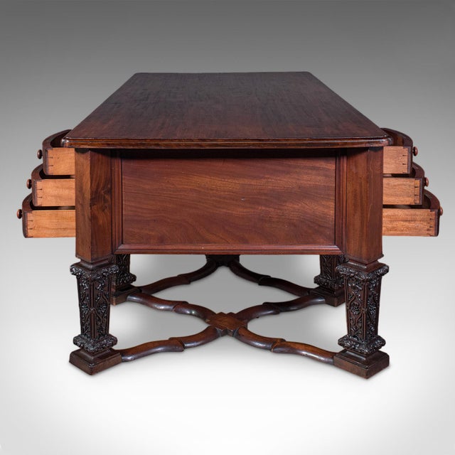 Antique Partner's Desk, English, Bureau Mazarin, Louis XIV Revival, Victorian For Sale - Image 4 of 12