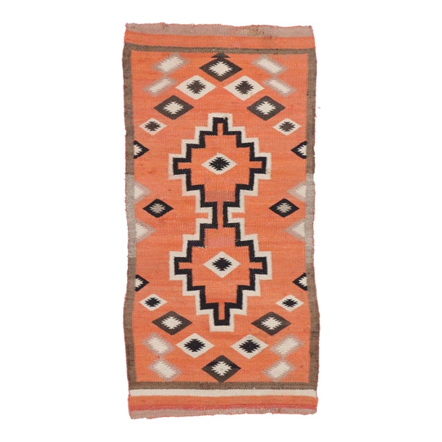 Antique Orange Ganado Navajo-Style Kilim Rug - 02'11 X 03'11 For Sale
