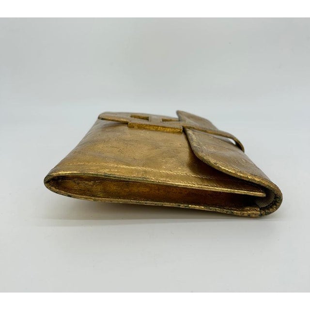 Late 20th Century Vintage Hermes Gold Foil Jige Pm For Sale - Image 5 of 11