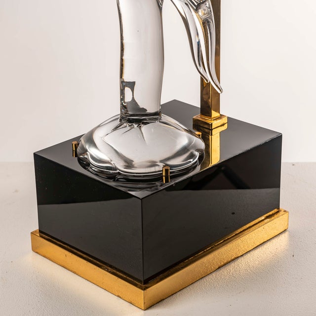 Mid-Century Modern Italian Table Lamp in Murano Glass and Brass with Heron Figure, 1970s For Sale - Image 3 of 10