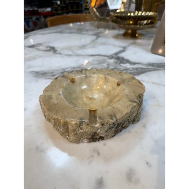 Rustic Hand-Carved Marble Ashtray With Natural Raw Edge For Sale - Image 4 of 7