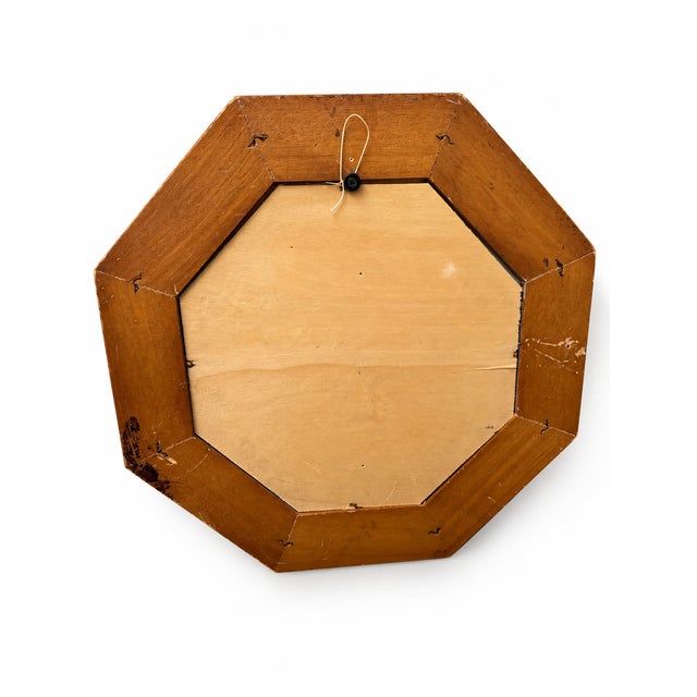 1960s Octagonal Wall Mirror in Cobalt Blue Eglomise Glass and Gilded Wood, 1960s For Sale - Image 5 of 8