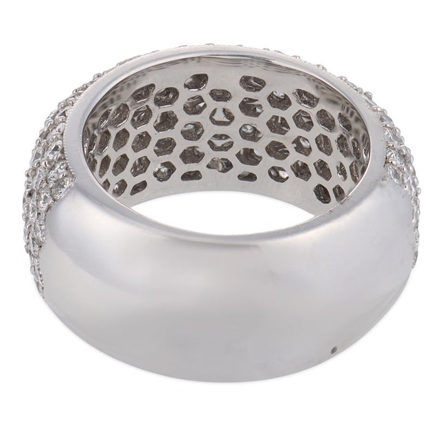 Contemporary 2.50 Carat Diamond 18k White Gold Pave Band, Size 6.75 For Sale In Los Angeles - Image 6 of 6