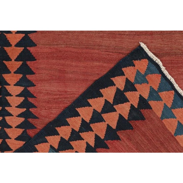 Textile Vintage Shahsavan Persian Kilim in Red Open Field and Blue Border by Rug & Kilim For Sale - Image 7 of 7