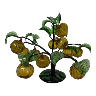 Mid 20th Century Blown Glass Decorative Orange Tree For Sale