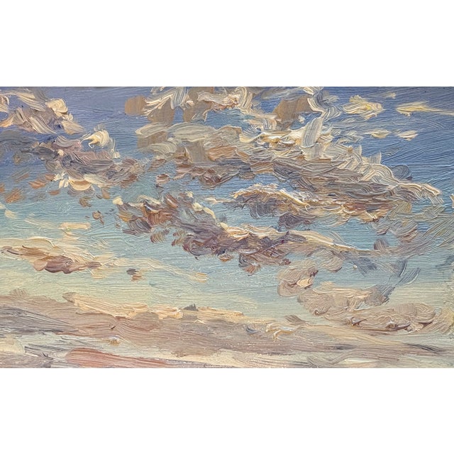 Contemporary Contemporary Oil Clouds in Sky in Custom Frame For Sale - Image 3 of 4