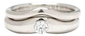 Tiffany & Co Elsa Peretti Diamond Stacked Band Rings, Platinum, Ring Size 5