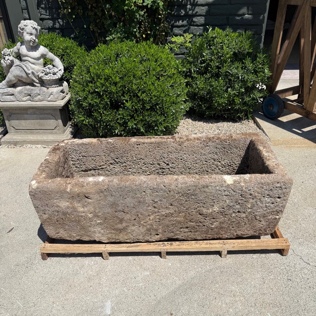 Antique Limestone Trough A one-of-a-kind hand-carved limestone trough naturally textured, lightly weathered finish....