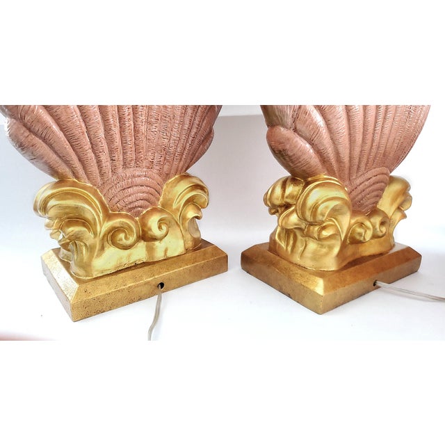 Pink Shell Lamps - Completely Restored Pair For Sale - Image 8 of 11
