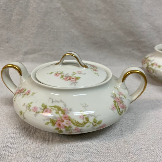 Green Theodore Haviland Limoges Porcelain Sugar Bowl and Creamer-Set of 2 For Sale - Image 8 of 12
