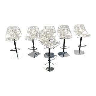Casprini White Bar Stools - Set of 6 For Sale