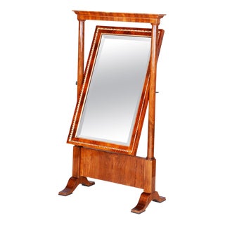 Biedermeier Standing Mirror in Walnut, 1810 For Sale