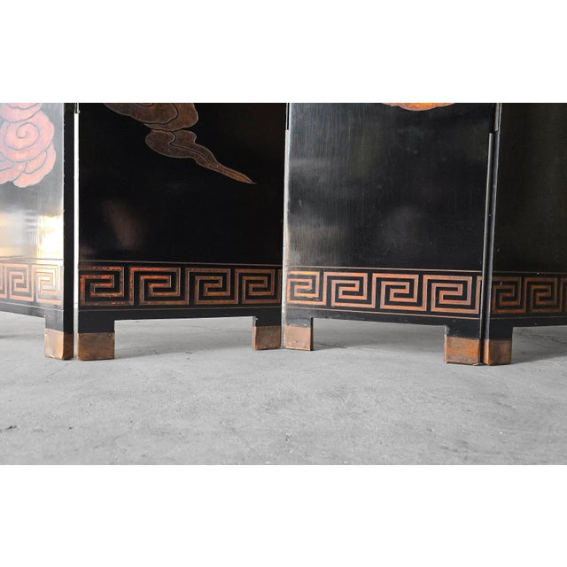 7ft Hand Painted Six Panel Chinese Coromandel Screen Divider For Sale - Image 13 of 14