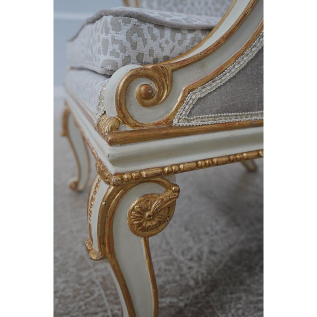 Pair Vintage French Louis XVI Newly Upholstered Lounge Chairs For Sale - Image 16 of 18