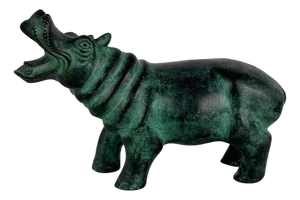 Patinated Hippopotamus Sculpture, 1980s, Bronze