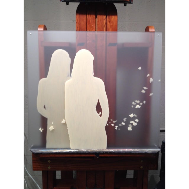 Blue Preoccupation by Beth Sistrunk | Oil on three translucent acrylic panels featuring a woman in a blue dress. For Sale - Image 8 of 8