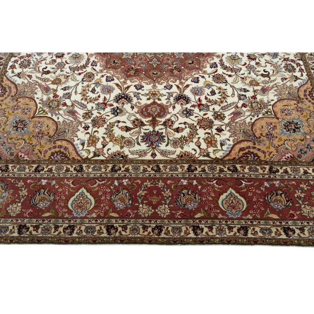 Hand-Knotted Tabriz Rug with Silk Content For Sale - Image 9 of 13