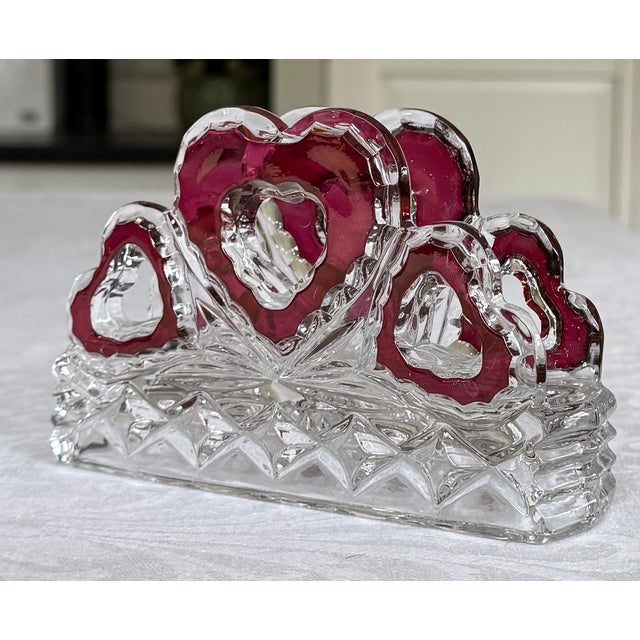 Made in Czech Republic Valentine Ruby Red Flash Crystal Napkin Holder For Sale In Seattle - Image 6 of 14