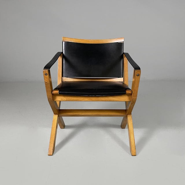 Postmodern Italian Kiu Armchair in Wood and Black Leather from Luxoritalia, 2010s For Sale - Image 3 of 18