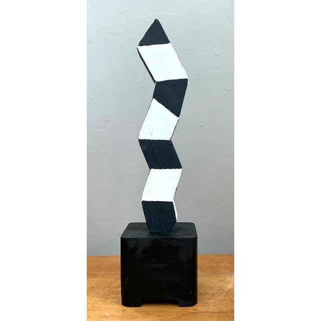 Wood Vintage Geometric Wood Sculpture For Sale - Image 7 of 12