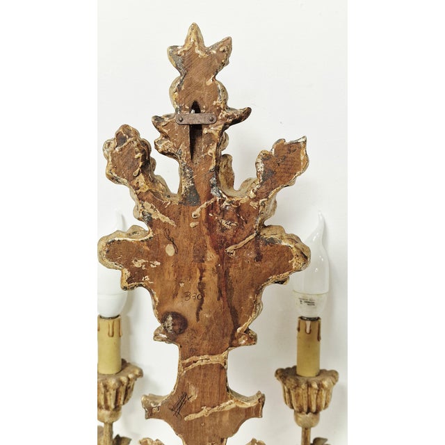 Hand-Carved Wood Wall Lamps, 1890s, Set of 2 For Sale - Image 12 of 13