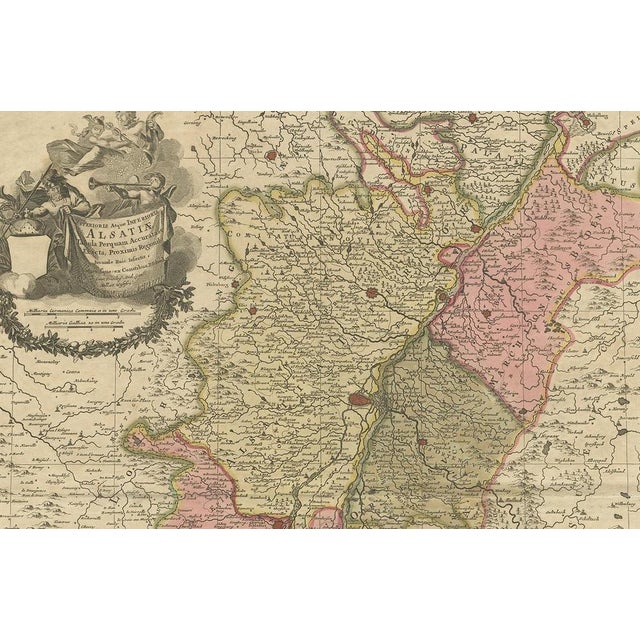Antique Map of the Alsace Region of France by Schenk, 1700 For Sale - Image 3 of 5