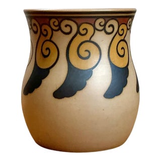 Vintage Swirl Motif Ceramic Vase For Sale