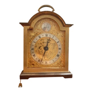 1950s Tempus Fugit Swiss Gold Tone Carriage Analog Desk Clock For Sale