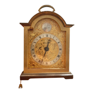 1950s Tempus Fugit Swiss Gold Tone Carriage Analog Desk Clock