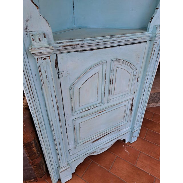 Rustic Lacquer Corner Cabinet with Shelves For Sale - Image 4 of 10