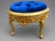 1980s Italian Rococo Gold Beech Blue Velvet Bench - 1 Pc For Sale - Image 4 of 12