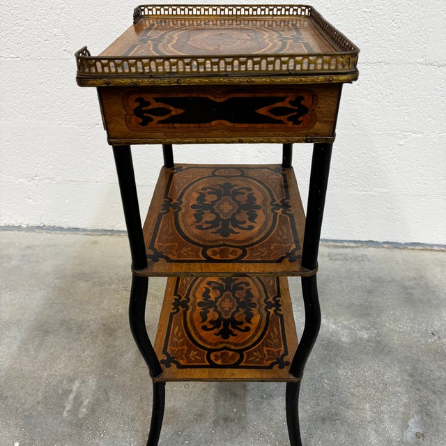 Napoleon III Side Table in Precious Wood Marquetry, France, 1800s For Sale - Image 6 of 14