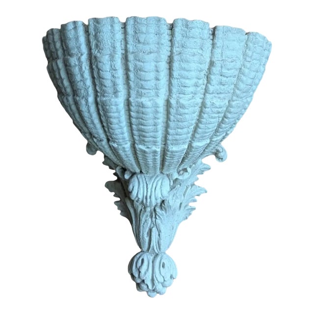 White Plaster Neoclassical Shell Sconce by Dogfork Lamp Arts For Sale