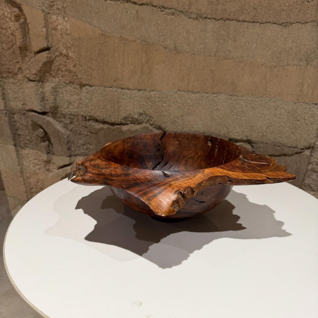 2010s Studio Craft Handcrafted Walnut Wooden Bowl Js Greenwald Mid-Century For Sale - Image 5 of 9