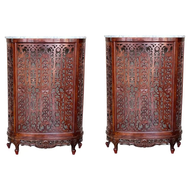 Wood Louis XV Style Carved Walnut and Marble Top Console Table or Radiator Cover For Sale - Image 7 of 7