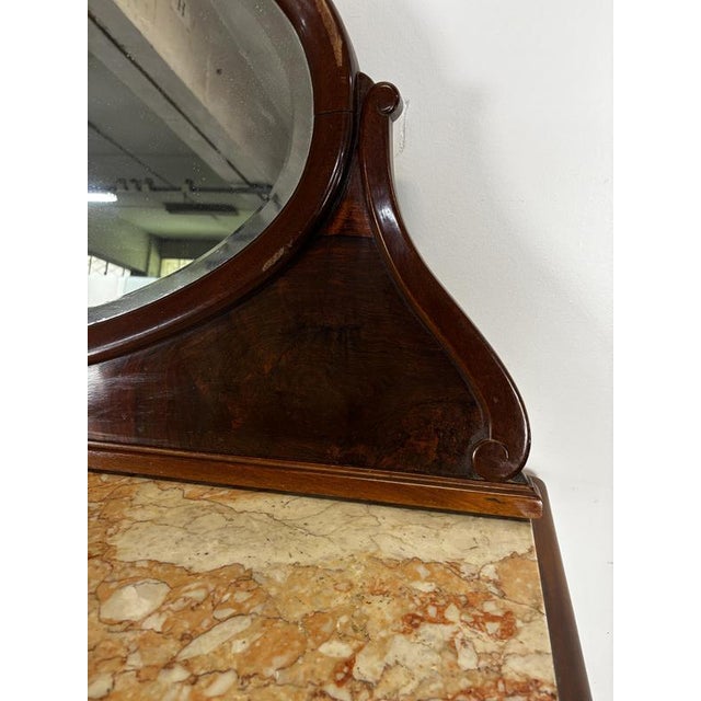 Art Nouveau Buffet in Burr Walnut with Marble Top and Oval Mirror, 1890s For Sale - Image 6 of 12