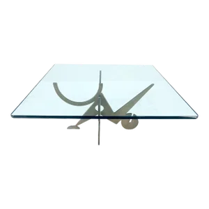 Pucci de Rossi Signed Heavy Cut Bronze Sheet Figurines Base Square Coffee Table