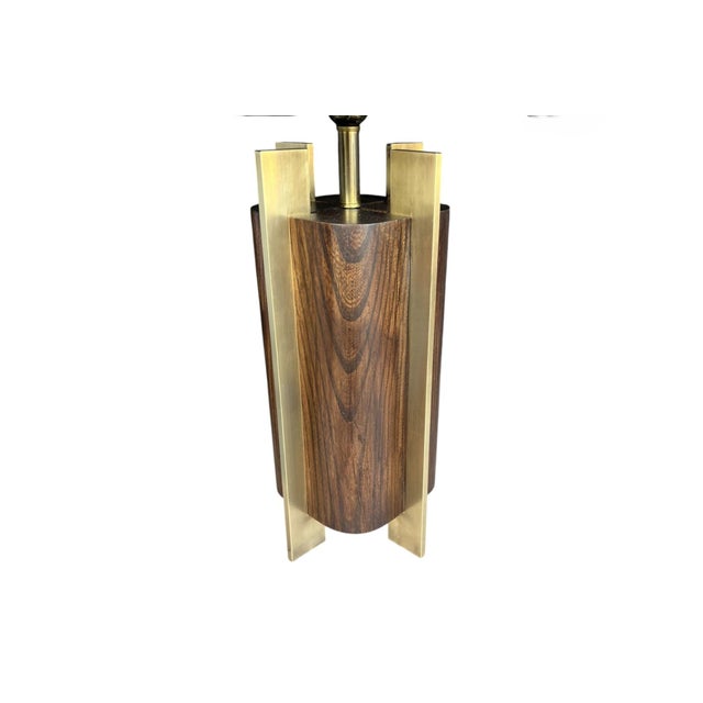1960s Sculptural Mid-Century Modern Table Lamps in Wood & Brass - a Pair For Sale - Image 13 of 14