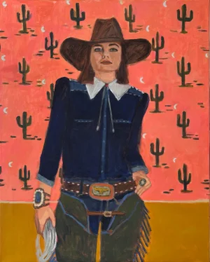 Fannie a Contemporary and Whimsical Portrait of a Cowgirl by Michelle Heimann .