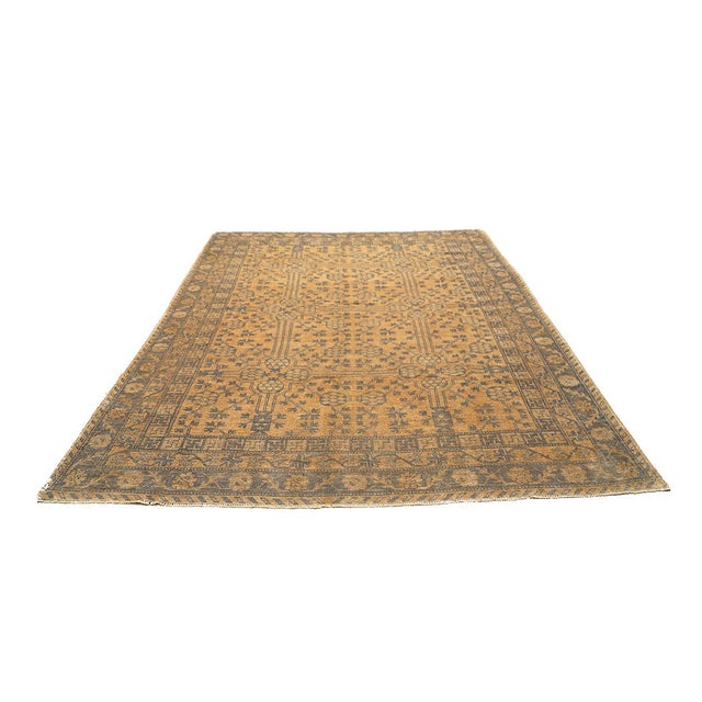 10x14 Afghan Hand-Knotted Samarkand Khotan Pomegranate Wool Rug in Gold & Grey For Sale - Image 4 of 9