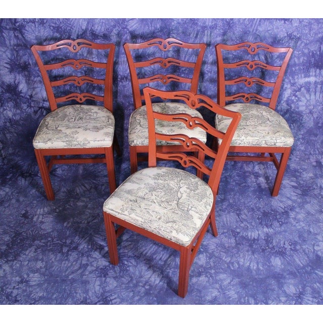 Red Painted Antique Dining Chairs Set of 4 Chairish