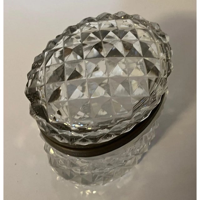 Early 20th Century French Cut Crystal Oval Hinged Glass Box For Sale - Image 9 of 13