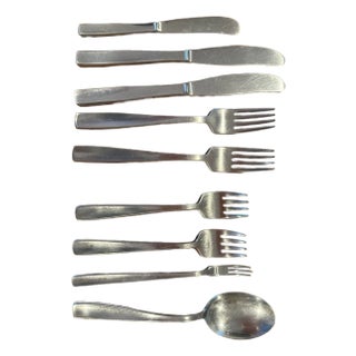 Vintage Mid-Century Modern Gense Facette 18/8 Stainless Steel Flatware – Set of 9 For Sale