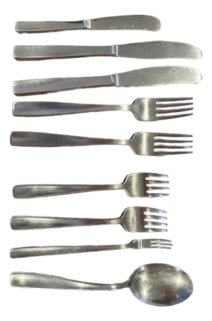 Vintage Mid-Century Modern Gense Facette 18/8 Stainless Steel Flatware – Set of 9