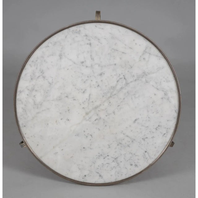 Wood Vintage Louis XVI Style Silvered Bronze Gueridon Table For Sale - Image 7 of 9